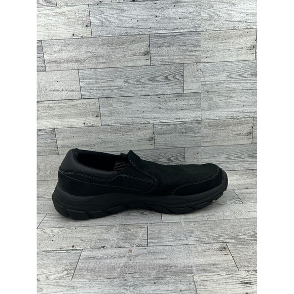 Skechers Relaxed Fit Men Size 10.5 Black Leather Slip‎ On Shoes 204480 Goodyear main image 7